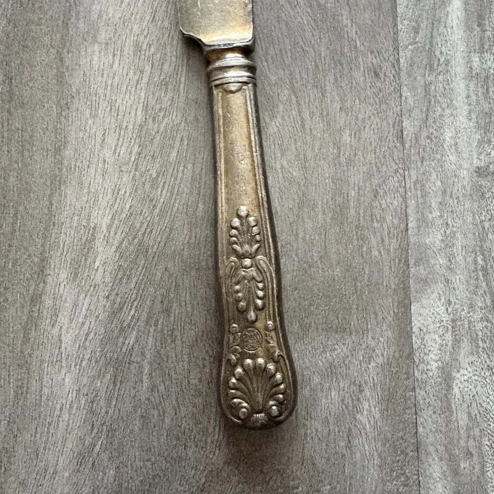 Vintage U.S. CAGS Sterling Silver Pleated Handled Butter Spreader Knife